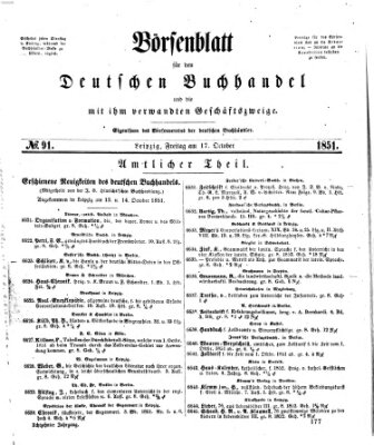 Börsenblatt für den deutschen Buchhandel Freitag 17. Oktober 1851