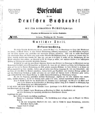 Börsenblatt für den deutschen Buchhandel Dienstag 30. Dezember 1851