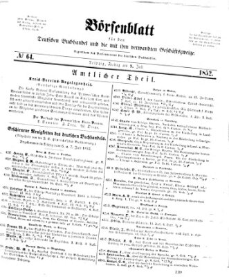 Börsenblatt für den deutschen Buchhandel Freitag 9. Juli 1852