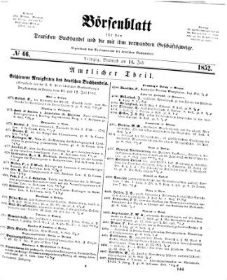 Börsenblatt für den deutschen Buchhandel Mittwoch 14. Juli 1852