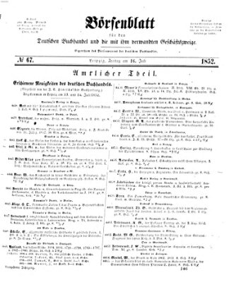 Börsenblatt für den deutschen Buchhandel Freitag 16. Juli 1852