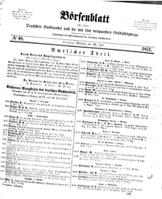 Börsenblatt für den deutschen Buchhandel Montag 19. Juli 1852