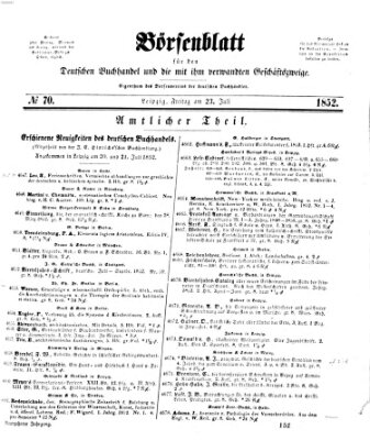 Börsenblatt für den deutschen Buchhandel Freitag 23. Juli 1852