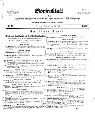 Börsenblatt für den deutschen Buchhandel Mittwoch 28. Juli 1852