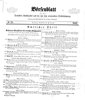 Börsenblatt für den deutschen Buchhandel Mittwoch 4. August 1852