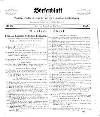 Börsenblatt für den deutschen Buchhandel Mittwoch 11. August 1852