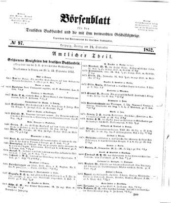 Börsenblatt für den deutschen Buchhandel Freitag 24. September 1852