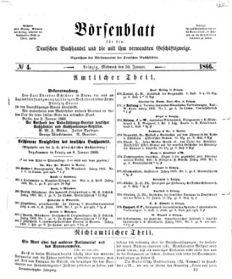 Börsenblatt für den deutschen Buchhandel Mittwoch 10. Januar 1866