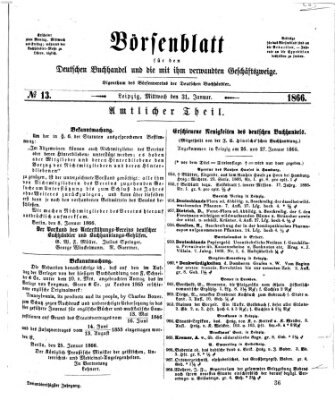 Börsenblatt für den deutschen Buchhandel Mittwoch 31. Januar 1866