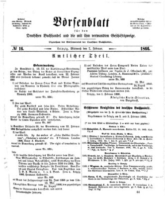 Börsenblatt für den deutschen Buchhandel Mittwoch 7. Februar 1866