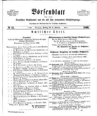 Börsenblatt für den deutschen Buchhandel Freitag 9. Februar 1866