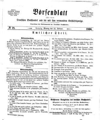 Börsenblatt für den deutschen Buchhandel Montag 12. Februar 1866