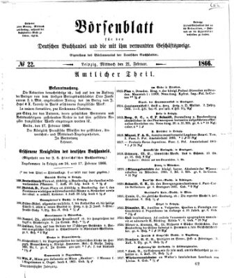 Börsenblatt für den deutschen Buchhandel Mittwoch 21. Februar 1866