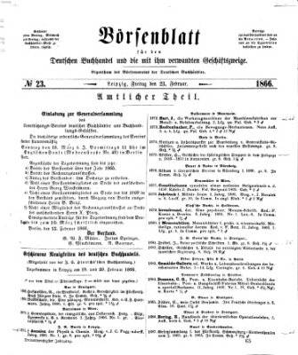 Börsenblatt für den deutschen Buchhandel Freitag 23. Februar 1866