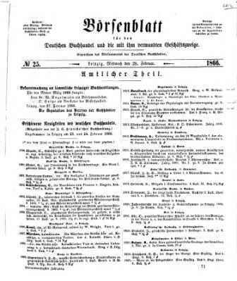 Börsenblatt für den deutschen Buchhandel Mittwoch 28. Februar 1866