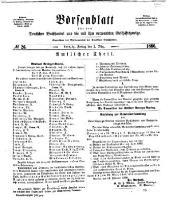 Börsenblatt für den deutschen Buchhandel Freitag 2. März 1866