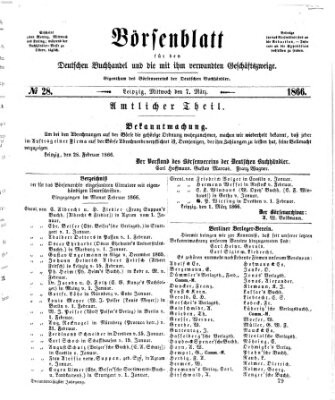 Börsenblatt für den deutschen Buchhandel Mittwoch 7. März 1866