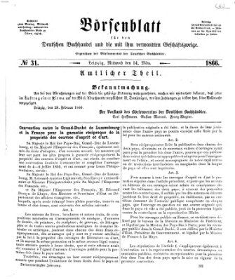 Börsenblatt für den deutschen Buchhandel Mittwoch 14. März 1866