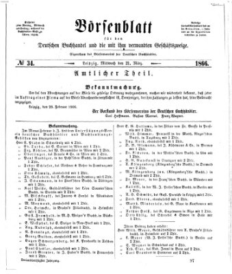 Börsenblatt für den deutschen Buchhandel Mittwoch 21. März 1866