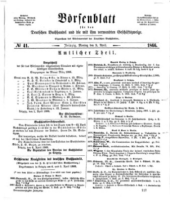 Börsenblatt für den deutschen Buchhandel Montag 9. April 1866