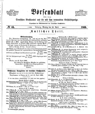 Börsenblatt für den deutschen Buchhandel Montag 16. April 1866