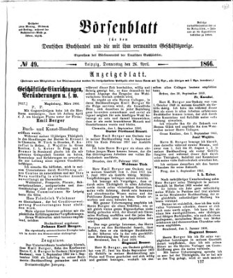 Börsenblatt für den deutschen Buchhandel Donnerstag 26. April 1866