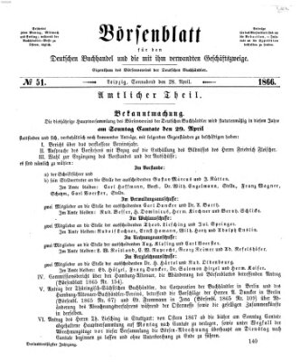 Börsenblatt für den deutschen Buchhandel Samstag 28. April 1866