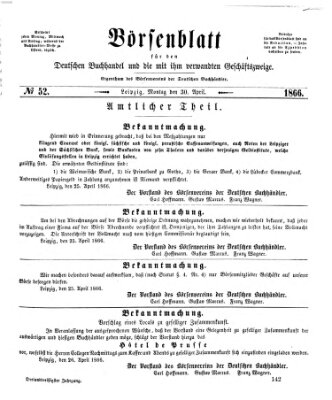 Börsenblatt für den deutschen Buchhandel Montag 30. April 1866