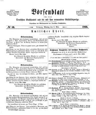 Börsenblatt für den deutschen Buchhandel Montag 7. Mai 1866