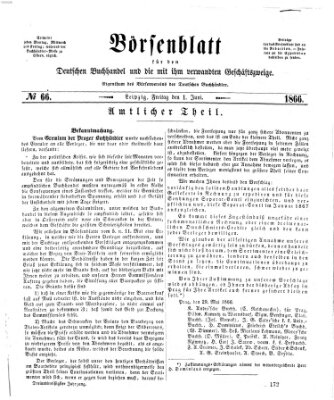 Börsenblatt für den deutschen Buchhandel Freitag 1. Juni 1866