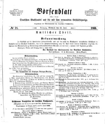 Börsenblatt für den deutschen Buchhandel Mittwoch 13. Juni 1866