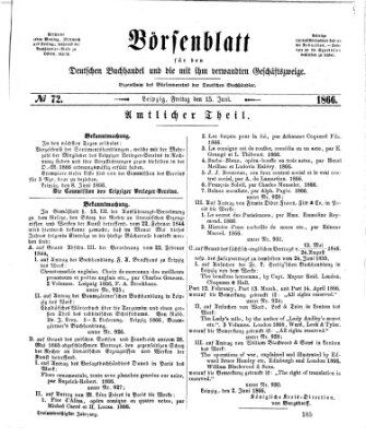 Börsenblatt für den deutschen Buchhandel Freitag 15. Juni 1866