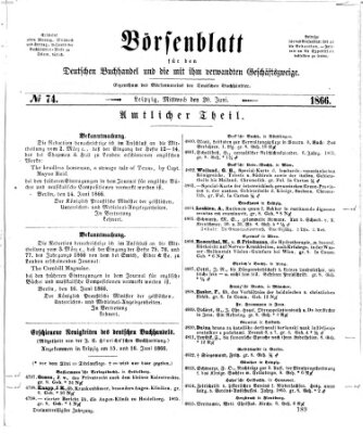 Börsenblatt für den deutschen Buchhandel Mittwoch 20. Juni 1866