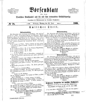 Börsenblatt für den deutschen Buchhandel Montag 25. Juni 1866