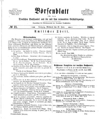 Börsenblatt für den deutschen Buchhandel Mittwoch 27. Juni 1866