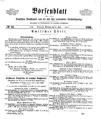 Börsenblatt für den deutschen Buchhandel Montag 9. Juli 1866