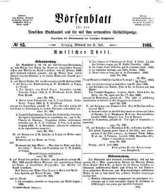 Börsenblatt für den deutschen Buchhandel Mittwoch 11. Juli 1866