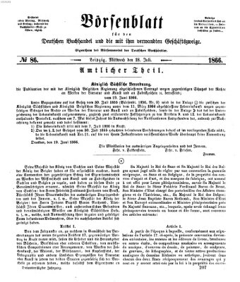 Börsenblatt für den deutschen Buchhandel Mittwoch 18. Juli 1866