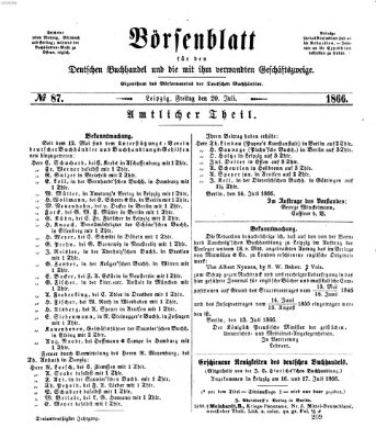 Börsenblatt für den deutschen Buchhandel Freitag 20. Juli 1866