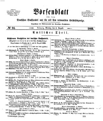 Börsenblatt für den deutschen Buchhandel Montag 6. August 1866