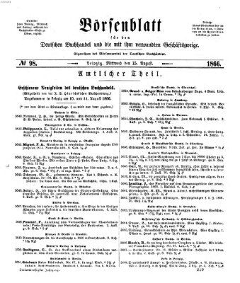 Börsenblatt für den deutschen Buchhandel Mittwoch 15. August 1866