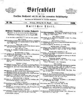 Börsenblatt für den deutschen Buchhandel Freitag 17. August 1866