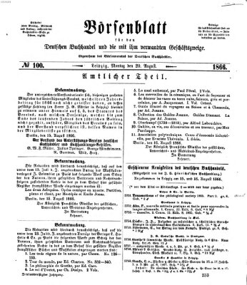 Börsenblatt für den deutschen Buchhandel Montag 20. August 1866