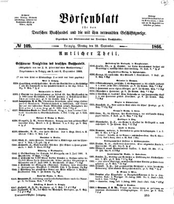 Börsenblatt für den deutschen Buchhandel Montag 10. September 1866