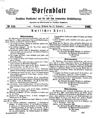 Börsenblatt für den deutschen Buchhandel Mittwoch 12. September 1866