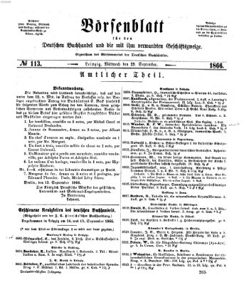 Börsenblatt für den deutschen Buchhandel Mittwoch 19. September 1866