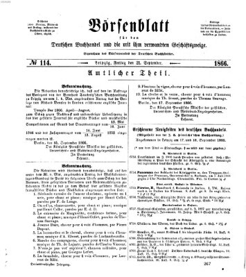 Börsenblatt für den deutschen Buchhandel Freitag 21. September 1866