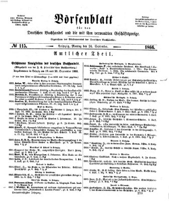 Börsenblatt für den deutschen Buchhandel Montag 24. September 1866