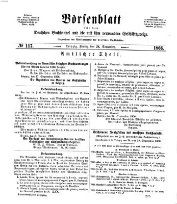 Börsenblatt für den deutschen Buchhandel Freitag 28. September 1866