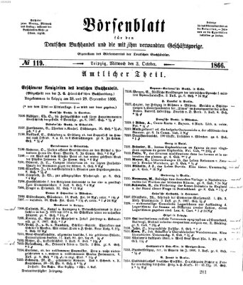 Börsenblatt für den deutschen Buchhandel Mittwoch 3. Oktober 1866